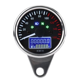 Odómetro de Motocicleta LCD, Universal 0 ~ 160 KM/H Motocicleta Digital LED Velocímetro Tacómetro Indicador de Velocidad Cromo Retro, Accesorios de Motocicleta