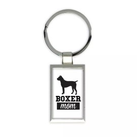 Gift Keychain : Boxer MOM Dog Silhouette Cup Funny Pet Animal