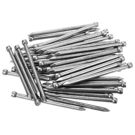 sourcing map Finishing Nails 50pcs 50mm 2 Inch Hand-Drive Hardware Carbon Steel Nail Lost Head Nail