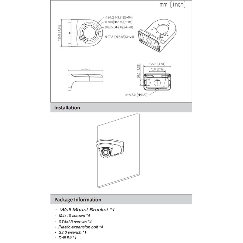 PFB205W-E Water-Proof Wall Mount Bracket for IP Dome Camera with