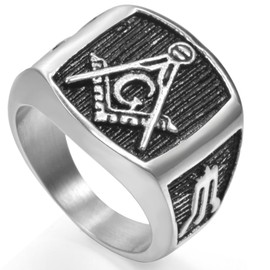 Retro Vintage Stainless Steel Masonic Ring Size 7-15 (6)