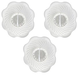 Danco Bathtub Drain Hair Catcher with In-Drain Basket and Strainer Pegs, fits 1.25″ Tub Drains, White, 3-Pack, (10876)