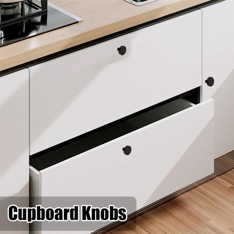 ZGIOPGEIN 6 Pcs Cupboard Knobs 30mm Matte Black Door Knobs