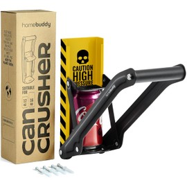 HomeBuddy Can Crusher for Recycling - 12 Oz. and 16 Oz. Can Crusher Wall Mounted for Aluminum - Compact and Easy to Use, Mounting Rivets Included, Man Cave Accessories, Yellow