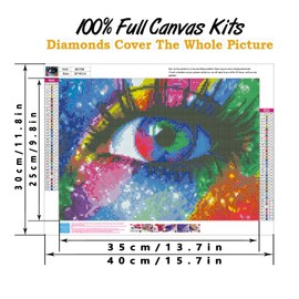 LWZAYS Diamond Art Kits Adults,Colorful Eyes Diamond Painting Kits for Adults,Large Canvas Wall Art for Hallway and Stairs(Eye 12x16Inch)