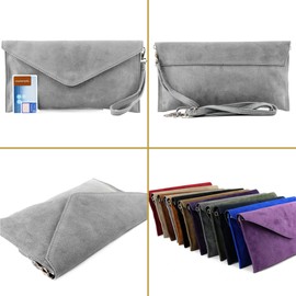 modamoda de T106 Women's Suede Suede Suede Clutch Shoulder Bag Evening Bag Handmade in Italy, Pink beige