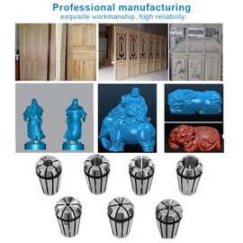 Chazcool 7PCS ER11 Collet Set, 1-7mm Spring Collet Set with 5mm Motor Shaft Holder Milling Extension Rod for CNC Engraving Machine and Milling Lathe Tool