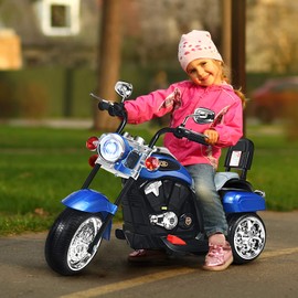 HONEY JOY Kids Motorcycle, 6V Battery Powered Toddler Chopper Motorbike Ride On Toy w/Horn & Headlight, Foot Pedal, 3-Wheel Mini Electric Motorcycle for Kids, Gift for Boys Girls(Blue)