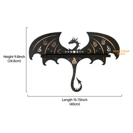 FNYDOX Gothic Evil Dragon Decor Crystal Display Shelf for Wall, Wooden Witchy Shelf Rock Display Case Knick Knack Organizer Trinket Holder, Wall Hanging Shelves for Essential Oil & Nail Polish