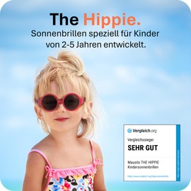 Mausito Sonnenbrille Kinder 2-5 Jahre Mädchen | VERGLEICHSSIEGER Kindersonnenbrille 100% UV-Schutz | BIEGSAM | Schadstofffreie Sonnenbrille für Kinder mit Band | Europäisches Design