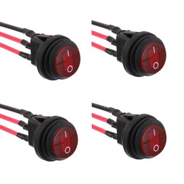 EPLZON Pack of 4 12V 20A Waterproof Round Rocker Switch with Light Rocker Switch 3-Pin SPST Switch with 20cm Pre-Wired for Car, Boat, RV, Truck (Red)