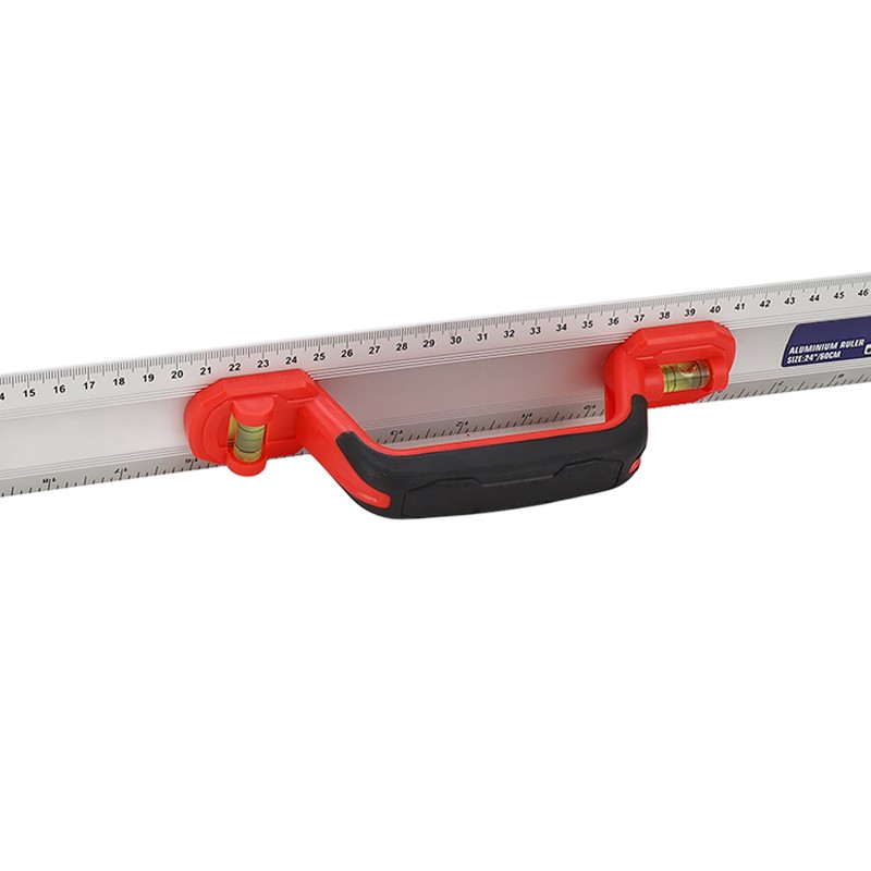 Aluminum Straight Edge Ruler with Handle Bubble Metal Centimeter Inch
