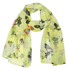 Wrapables Chiffon Under the Sea Fish Pattern Long Scarf, Yellow