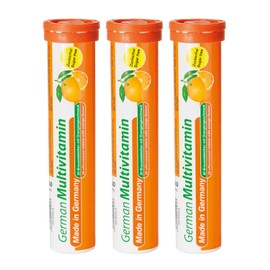German Multivitamin Effervescent Tablets Pack of 60 Orange Flavour - Vitamin C, E, B1, B2, B6, B12, Biotin, Folic Acid, Niacin, Pantothenic Acid - T&D Pharma German Multivitamin - Made in Germany