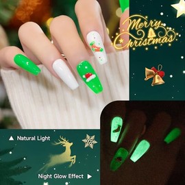 YTD Likomey Esmalte Semipermanente de Uñas en Gel UV LED Kit,Brilla en la Oscuridad 6 Colore Blanco Rosa Verde Amarillo Gel Polish con Base y Top Coat