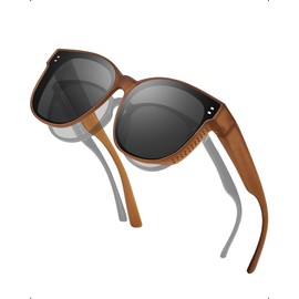 Polarised Sunglasses for Glasses Wearers Oversized Sunglasses Fit Over Noramall Glasses with UV400 Protection, brown