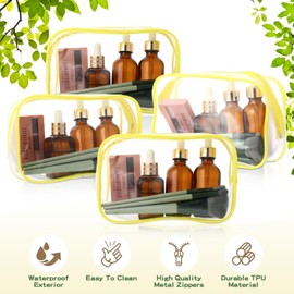 12 Pieces Clear Cosmetics Bag PVC Zippered Clear Toiletry Carry Pouch Cosmetic Makeup Bag Waterproof Makeup Bag (Yellow, M)