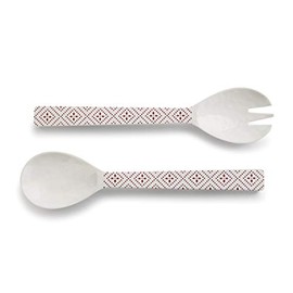 Blessing Salad Red and White 12 inch Melamine Flatware Utensils Set of 2