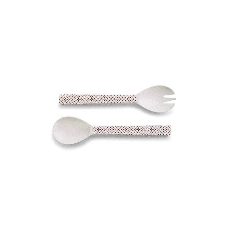 Blessing Salad Red and White 12 inch Melamine Flatware Utensils