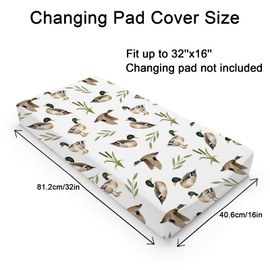 Vintage Mallard Duck Leaves Changing Pad Covers Duck Hunting Reeds Diaper Changing Pad Covers Sheets for Girl Boy Wild Duck Soft Breathable Stretch Fitted Change Table Pad Mats Covers 32''x16''