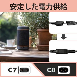 JLY 1.8M C7 C8 Cable, PDU Power Cable C7to C8 2.5A-250V 2-Pin C8/C7 Converter Cable, UL Listed, Pure Copper Core, Lightweight, Multiple Protection, Weather Resistant, Wear-Resistant, Compatible with