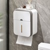 Gray Toilet Paper Holder for Bathroom Storage – No-Drill Wall-Mounted