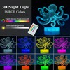 POSSHE Octopus Night Light, 3D Illusion Night Light Lamp, Octopus