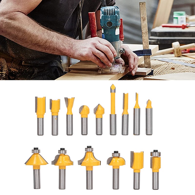 15Pcs Router Bit Straight Slotting Router Bit Cutter Tool Set