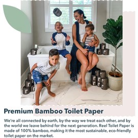 Reel Premium Bamboo Toilet Paper - 24 Rolls of Toilet Paper - 3-Ply Made From Tree-Free - Zero Plastic Packaging, Septic Safe