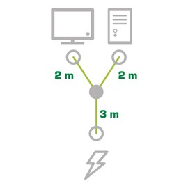 InLine 16657F Mains Y Cable, 1x Earthing Contact Plug to 2x IEC Plug, 5 m