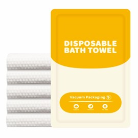 JEBBLAS Disposable Body Towels, Bathroom Towel, Disposable Vacuum Packaging, Travel Towels, White, Guest Towels for Bathroom, Travel, Hiking, Camping, Backpacking (140 x 70 cm, Pack of 5)