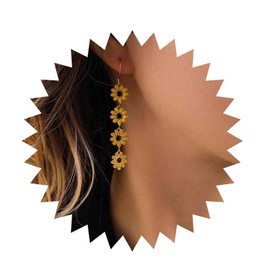 Inilbran Boho Sunflower Earrings Gold Daisy Flower Long Tassel Earrings Long Flowers Daisy Earrings Vintage Sunflower Daisy Earrings Jewelry for Women and Teen Girls