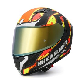 HAX Obsidian Full Face Dual Visor Adult Motorcycle Helmet for Motorbike Street Bike with Pinlock Ready DOT Approved (Blaze Orange,L)