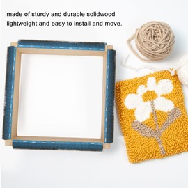 Tufting Frame, 9.8 X 9.8inch Square Wooden Rug Hooking Frame, Rug Making Kit, Rug Frame for Tufting, Cross Stitch Hoop, Embroidery Strip Frame Punch Needle Frame for Hand Quilting