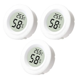 3-Pack LCD Digital Hygrometer Thermometer Hydrometer Humidity Meter Indoor Outdoor Mini Round Humidity Monitor for Humidors Greenhouse Garden Cellar Basement Home Office(White)