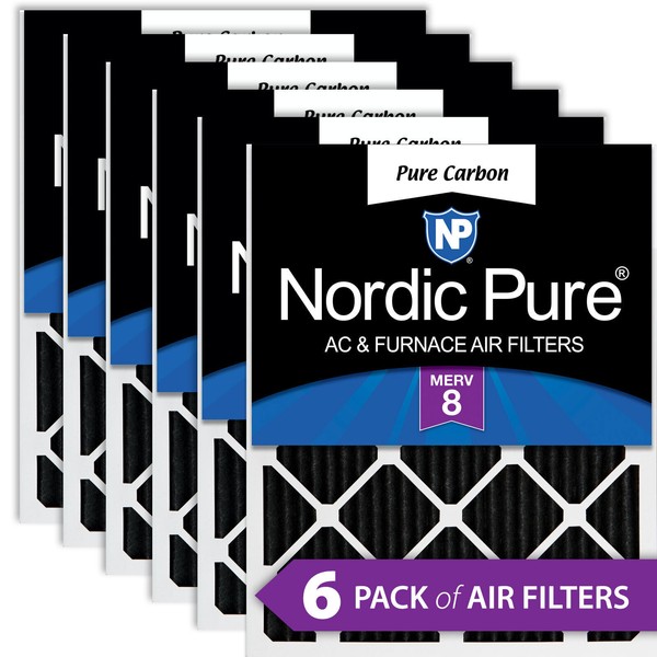 20x20x1 (19_1/2x19_1/2) Pure Carbon Odor Reduction Furnace Air Filters 6 Pack