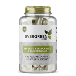 Evergreen Herbs Sea Moss, Burdock Root & Bladderwrack Vegetable Capsules, 90 Count, 1,500 MG