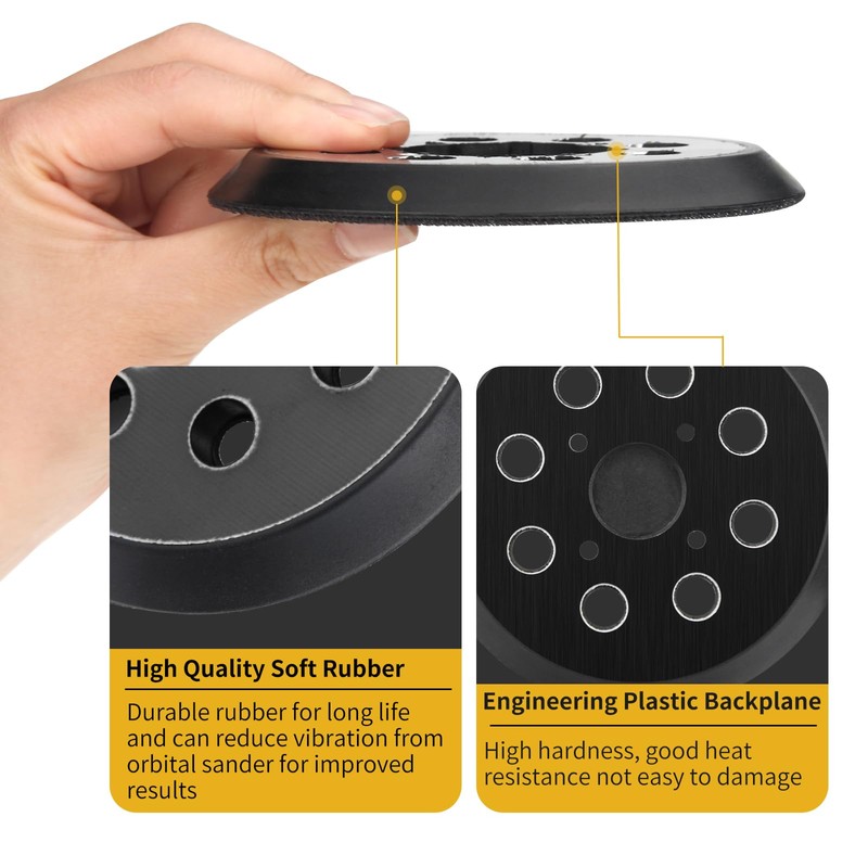 Gnellkoor 5 Inch 8 Hole Orbital Sander Pads Compatible with