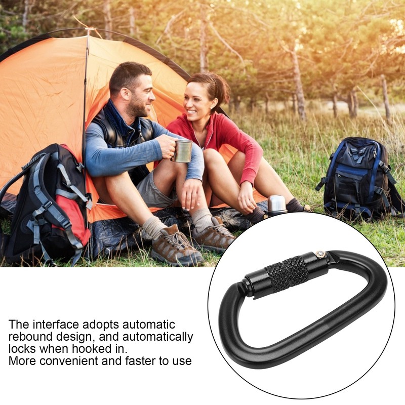 Aluminum Auto Locking Climbing Carabiner Clips Twist Lock DRing Clip