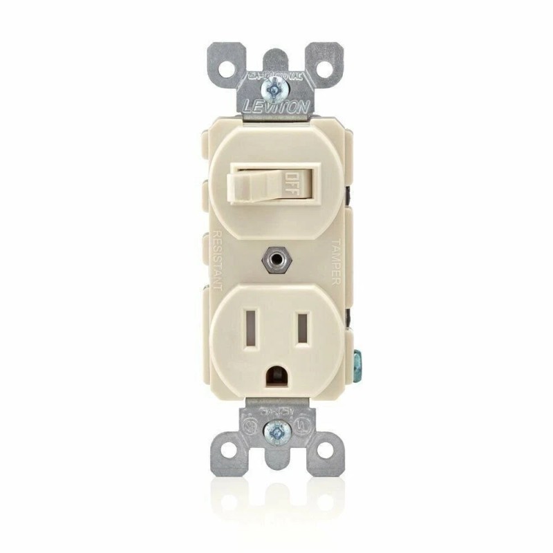 Leviton T5225-I Combination, 15 Amp, 120 Volt AC Toggle Switch,