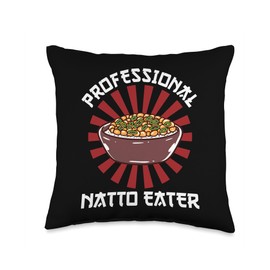 Vintage Natto Lover Professional Natto Eater Japanese Style Throw Pillow, 16x16, Multicolor