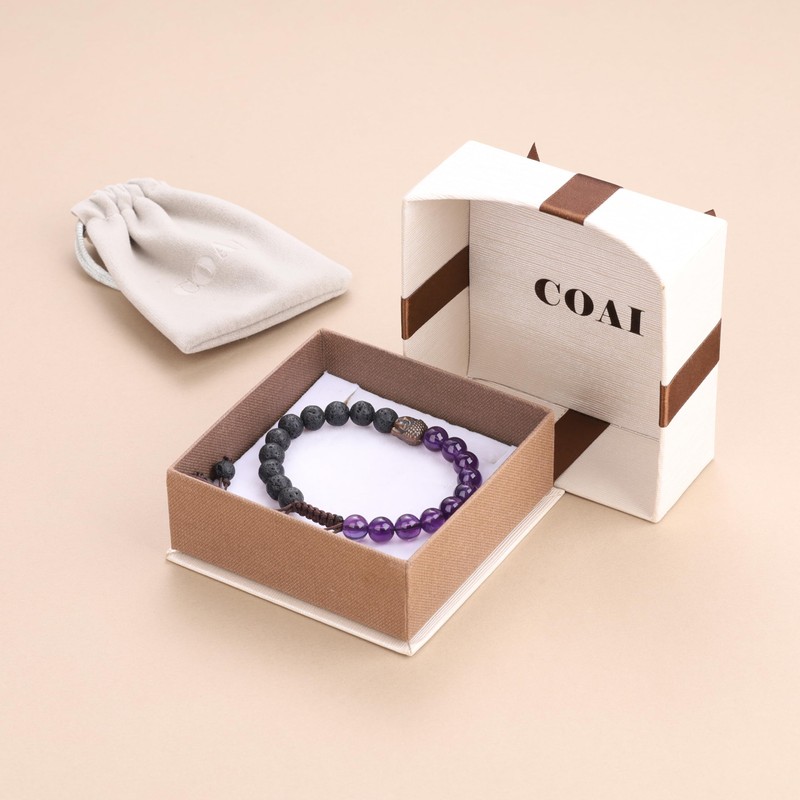 coai Lava Lucky Bracelet with Buddha Head, lava stone amethyst,