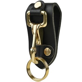 Tusks Land Keychain for Men – Leather Belt Loop Key Holder with Detachable Brass Keyring, Fits Belts Up to 4.5cm, Secure & Portable Key Clip