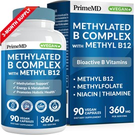 Methylated B Complex with Methylfolate and B12 Methylcobalamin 1000 mcg - Methylated Multivitamin for Energy, Brain Function, and Wellness - Vitamin B Complex for Men & Women (90 Servings) (Pack of 1)