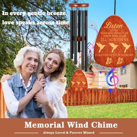 Sympathy Wind Chimes with Hummingbird, Memorial Wind Chimes for Loss of Loved One Prime, Bereavement/Sympathy/Memorial Gift for Loss of Mother Father Husband Remembrance! 37" Black