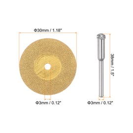 sourcing map 10pcs Diamond Cutting Wheel 30mm Titanium Coating Cut Off Discs Diamond Cutting Wheels Replacement with 2pcs 3mm Mandrel for Rotary Tools