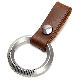 Goods Land GD-TITARIN Keychain, Carabiner, Ring, Titanium Alloy, Genuine Leather Belt, Smart Key, Keys, Small, Lightweight, Men's