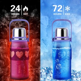 GOOM The Grip 32 oz Water Bottles for Hot and Cold Drinks,18/10 Stainless Steel Insulated Water Bottle with Lid, Carrying Strap,Strainer7-Layer Insulation,Wide Mouth - Purple