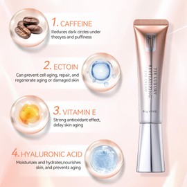 TJE Under Eye Cream Caffeine, Dark Circles Under Eye Treatment with Ectoin, Anti Aging Eye Serum with Cooling Massage Roller for Under Eye Bags And Puffy Eyes, 0.5 fl. oz (1pcs)