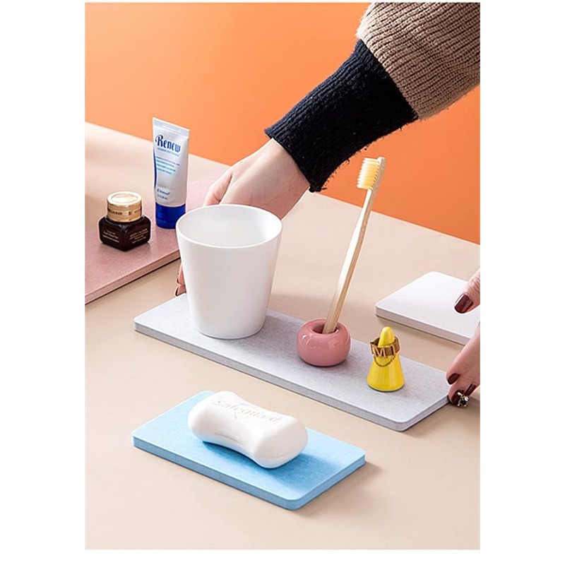 4Pcs Water Absorbent Diatomite Coasters, Kitchen Bathroom Sink Soap Holder